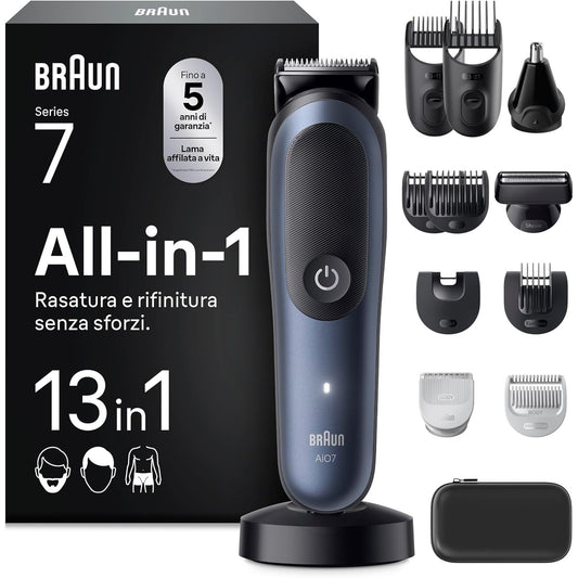 271073 - BRAUN Makinë prerëse gjithçka-në-një Series 7, 13-në-1, teh Problade, jetëgjatësi baterie 120 minuta, e lagur dhe e thatë, Aio7565