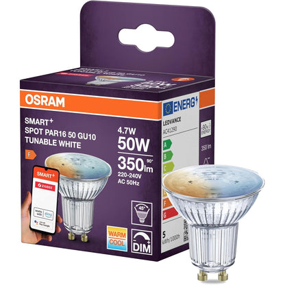 215688 - OSRAM Reflektor SMART LED Spot PAR16 GU10, 4.7W ZigBee 3.0, i Bardhë i Rregullueshëm 2700-6500K, i Errësueshëm