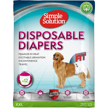 219210 - SIMPLE SOLUTION Pelena të disponueshme për qen femra, Super Thithëse dhe të Papërshkueshme nga Rrjedhjet, Tregues Lagështie, 12 Pelena
