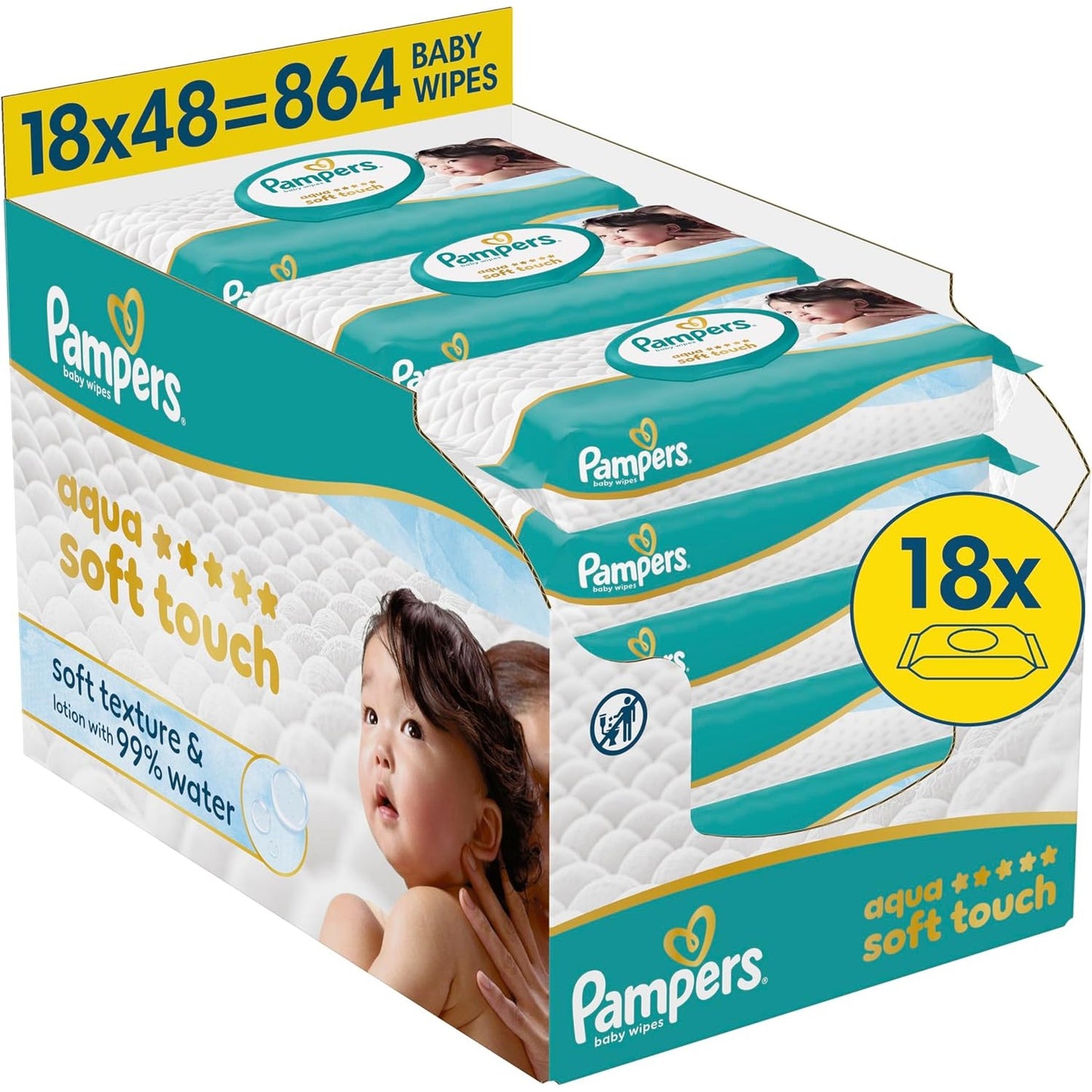 289894 - PAMPERS Peceta për foshnje Aqua Soft Touch, 18x - 864 copë