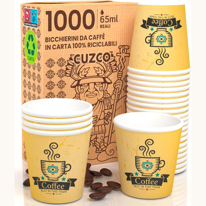 220000 - CUZCOYELLOWCUP 1000 gota kafeje letre, 65 ml, biodegraduese, për pije të nxehta