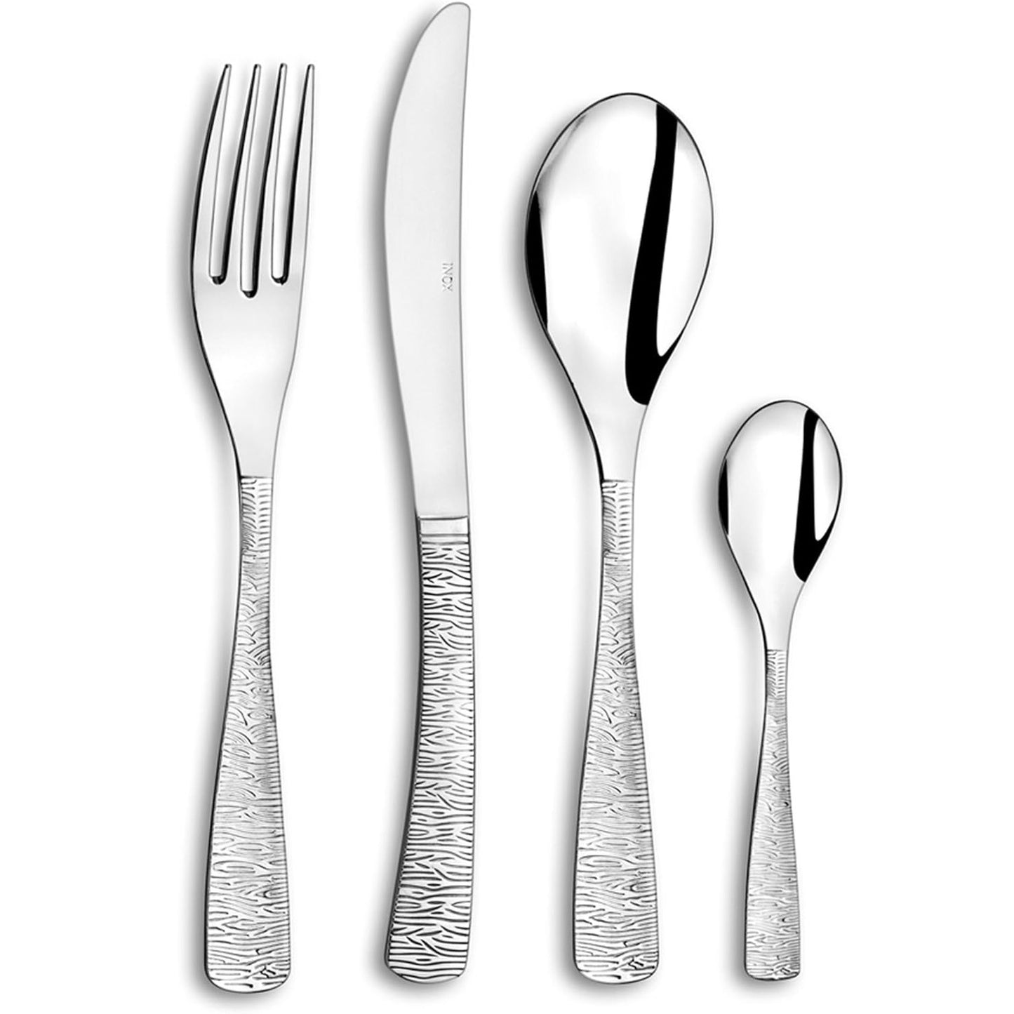 251922 - PRADEL ESSENTIEL - Set takëmesh me 24 pjesë për 6 persona - Etnik - çelik inox 18/0, me përfundim të lëmuar