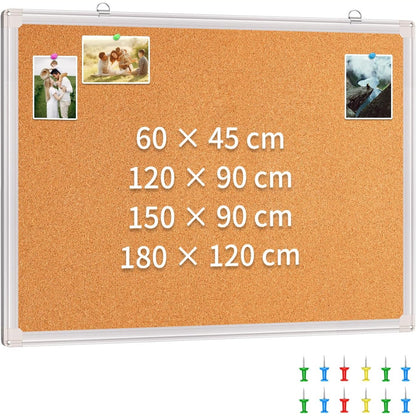 269474 - Maxtek Tabela e njoftimeve prej tape, e montuar në mur, 60 x 45 cm, me kornizë alumini, përfshin kunja shtytëse dhe komplet montimi