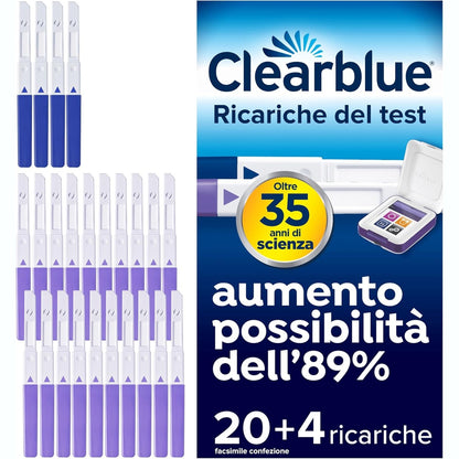 271261 - CLEARBLUE 20 Teste të Fertilitetit të Ovulacionit dhe 4 Teste Shtatzënie, për Monitorin e Fertilitetit të Avancuar, 24 Shkopinj Testi