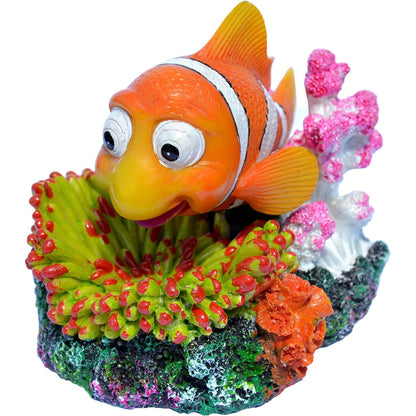 215157 - Akuarium/Zbukurim Akuariumi me Peshk Klloun, afërsisht 12.0 cm (Gj) x 9.0 cm (Gj) x 9.5 cm (L)