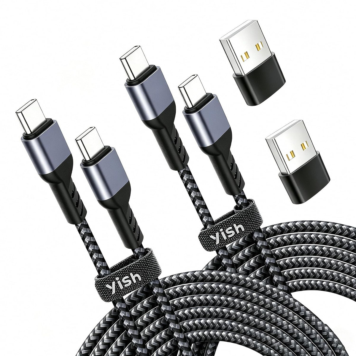 310408 - YISH -  2 Kabllo USB C në USB C 65W: [2M+2M] Kabllo PD3.0 USB Tipi C në Tipin C për Karikim të Shpejtë, e Kompatibile me iPhone 17 16 15 Samsung S26 S25 S24 iPad MacBook