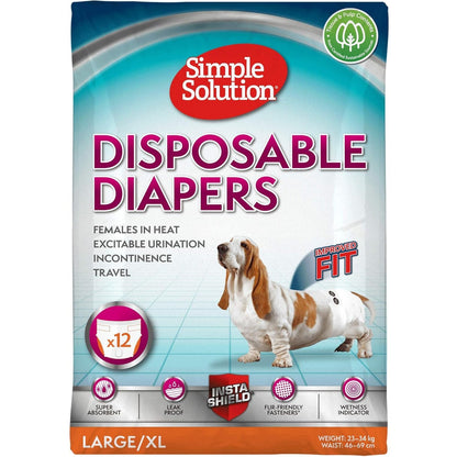 197409 - SIMPLE SOLUTION Pelenat Të Disponueshme për Qen Femra, Super Thithëse dhe Të Papërshkueshme nga Rrjedhjet, me Tregues Lagështie, Pako me 12 Copë