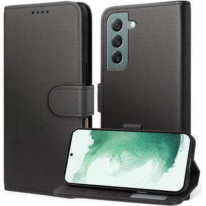 269403 - MBROJTËSE TAWAROR PËR SAMSUNG GALAXY S22, MBROJTËSE PREMIUM PREJ LËKURE PU, [VEND PËR KARTA] [QESË PORTOFOL] [KUFË ME RRESHQITJE], E ZEZË