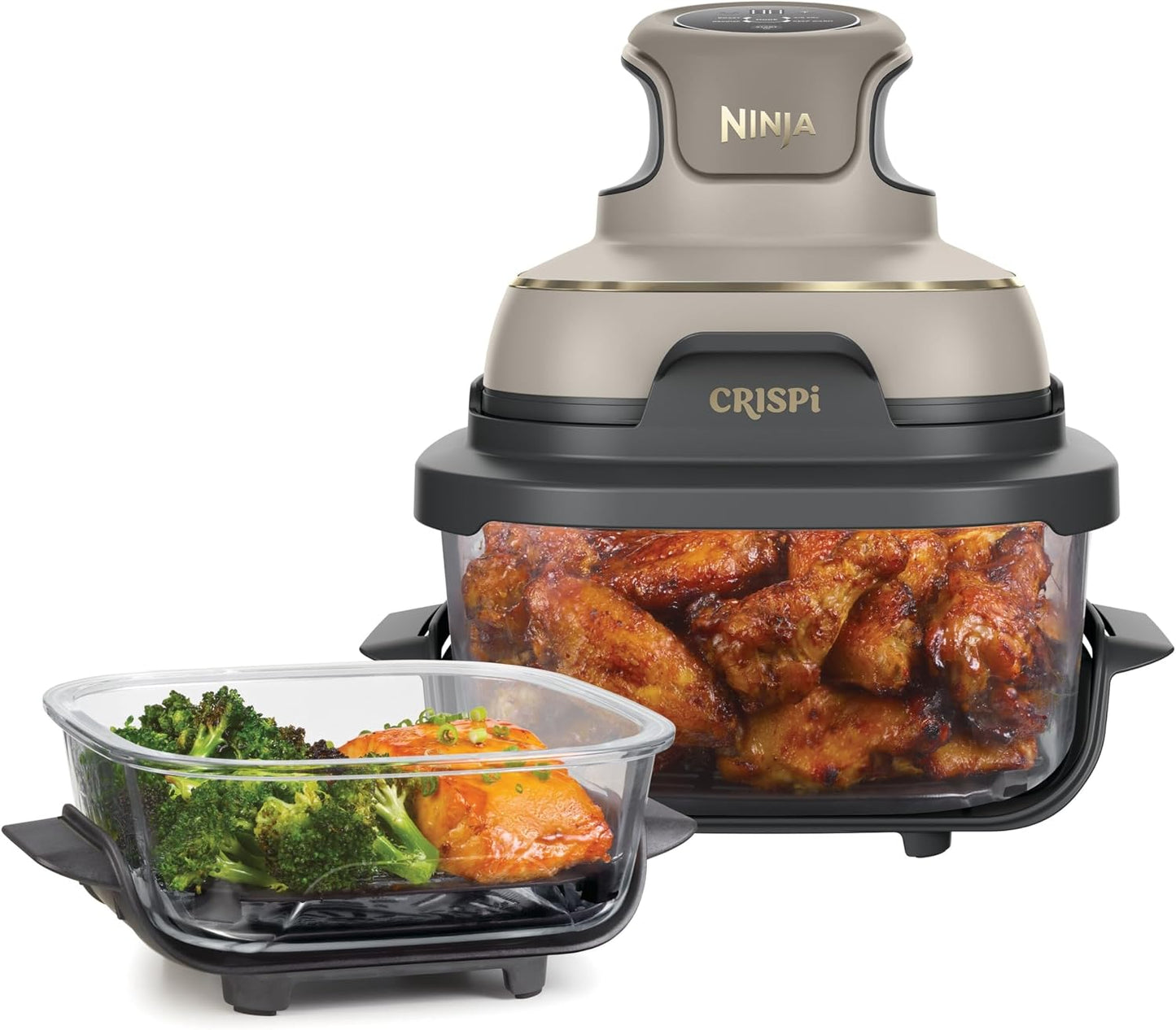 288137 - NINJA Fritezë me ajër portative CRISPi, 3.8 L, 1700 W, 4-në-1, 6 racione, kapakë qelqi të lëvizshëm, Stone Gold FN101EUSTGD