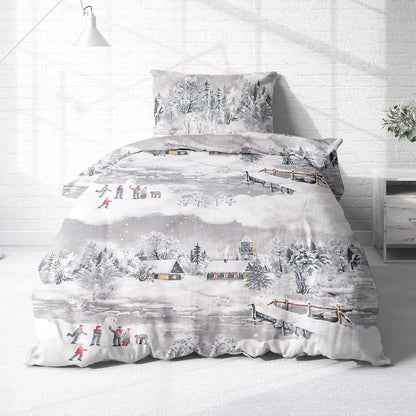 214123 - TRÄUMSCHÖN Set çarçafësh Flanel me 2 pjesë 135x200 cm + 80x80 cm – Çarçafë dimërorë të butë, ngjyrë argjendi