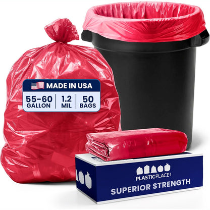 316096 - PLASTICPLACE W55R15 Müllbeutel, 150-60 litra, 1.5 ml, Rot