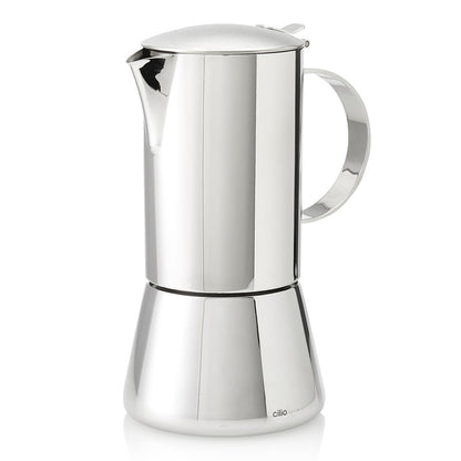 217204 - CILIO - Makinë për kafe ekspresi Aida 0000342246, 10 gota, çelik inox, argjend, 15 x 15.4 x 27 cm