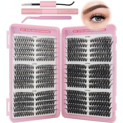 272089 - VEGCOO Kit Qerpikësh të Rremë 570 copë - Qerpikë të Kaçurrelizuar 30-40-50-60-80-100D, zgjatje qerpikësh natyrale për vajza dhe gra fillestare