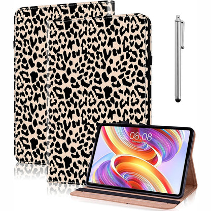 299534 - YICHZHE Mbrojtëse për iPad Air 13 inç (M3/M2-2025/2024), lëkurë PU, mbajtëse stilolapsi, ultra e hollë, Leopard