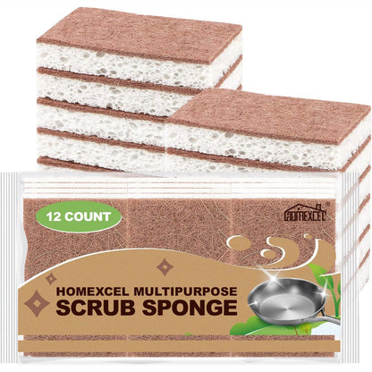 258342 - HOMEXCEL Sfungjerë pastrimi natyralë 12 copë, rezistentë ndaj gërvishtjeve, celuloze