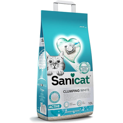 168734 - SANICAT - Plehra e Bardhë për Macet me Ngjitje Ultra të Fortë, Aromë Sapuni Marseille, e Bërë nga Minerale Natyrale, Kontroll i Garantuar i Aromave, Kapacitet 10L