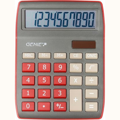 267369 - GENIE 840 DR Kalkulator për Tavolinë - Ekran 10-shifror - Furnizim i dyfishtë (diellor dhe bateri) E kuqe e errët