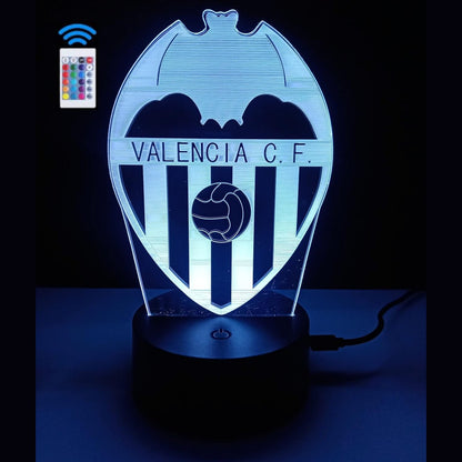 223863 - FAMVACOR Llambë Tavoline Dekorative 3D, Dritë Nate e Klubit të Futbollit Valencia, LED, 16 Ngjyra, me Telekomandë