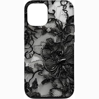 268793 - Mbështjellëse e zezë klasike me model dantelle për iPhone 12/12 Pro