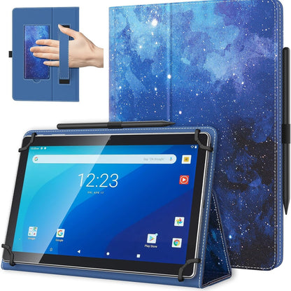 269320 - TiMOVO Mbështjellëse universale për tableta Android 10.1 inç me lak lapsi, mbështjellëse e lehtë e palosshme me mbështetëse me rrip për tabletat me ekran me prekje 9.6-11 inç, Blu nate