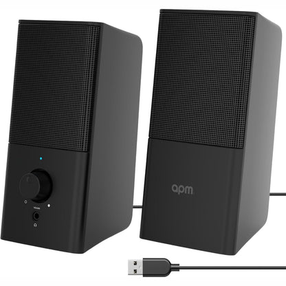 269002 - APM Altoparlantë me kabllo USB 2.0, dyshe për PC, Dalje 8W RMS, dizajn kompakt, i zi, 571072
