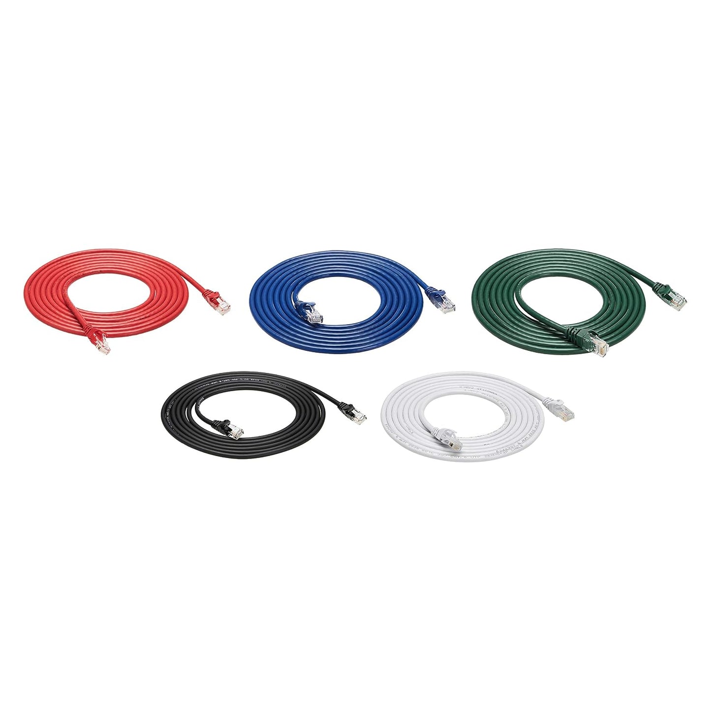 273840 - Amazon Basics Kabllo Ethernet Cat6 RJ45, rezistent ndaj ngecjeve, 3 m (Pako me 5 pjesë), e zezë/e kuqe/blu/e bardhë/e gjelbër