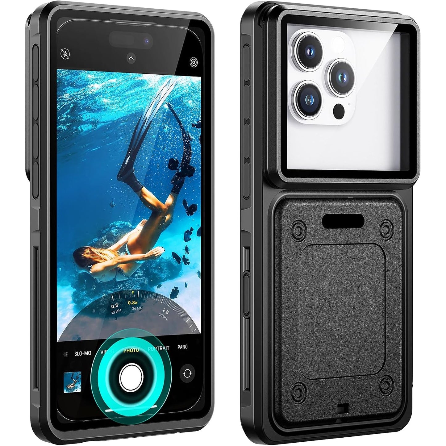 268501 - FOCUSOR Mbrojtëse Telefoni e Papërshkueshme nga Uji, IPX8, për iPhone Samsung Xiaomi, për Zhytje, Surfing, 6.1"-6.9", e Zezë