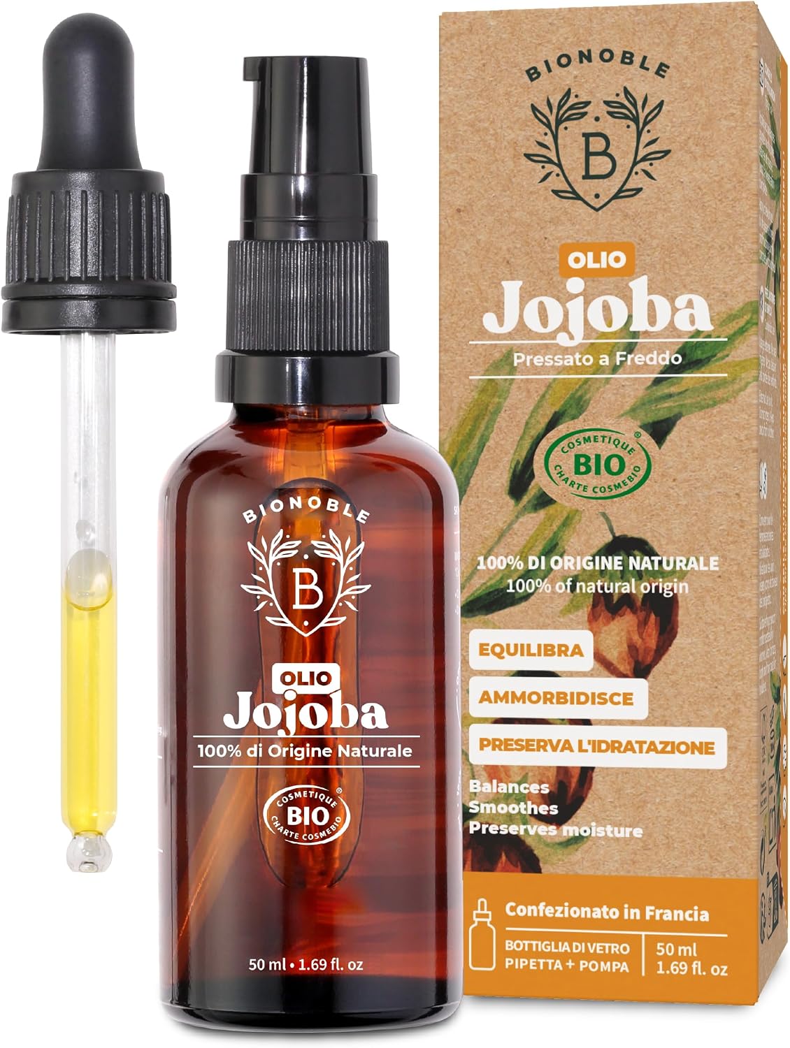 321771 - BIONOBLE - Vaj organik jojoba për Flokë, Fytyrë, Trup, Mjekër - 50ml