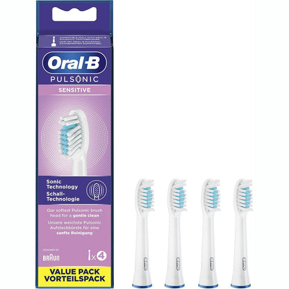 294192 - ORAL-B Koka Furçash Zëvendësuese Pulsonic Sensitive, Pako me 4, Pastrim të Butë, Të Bardha