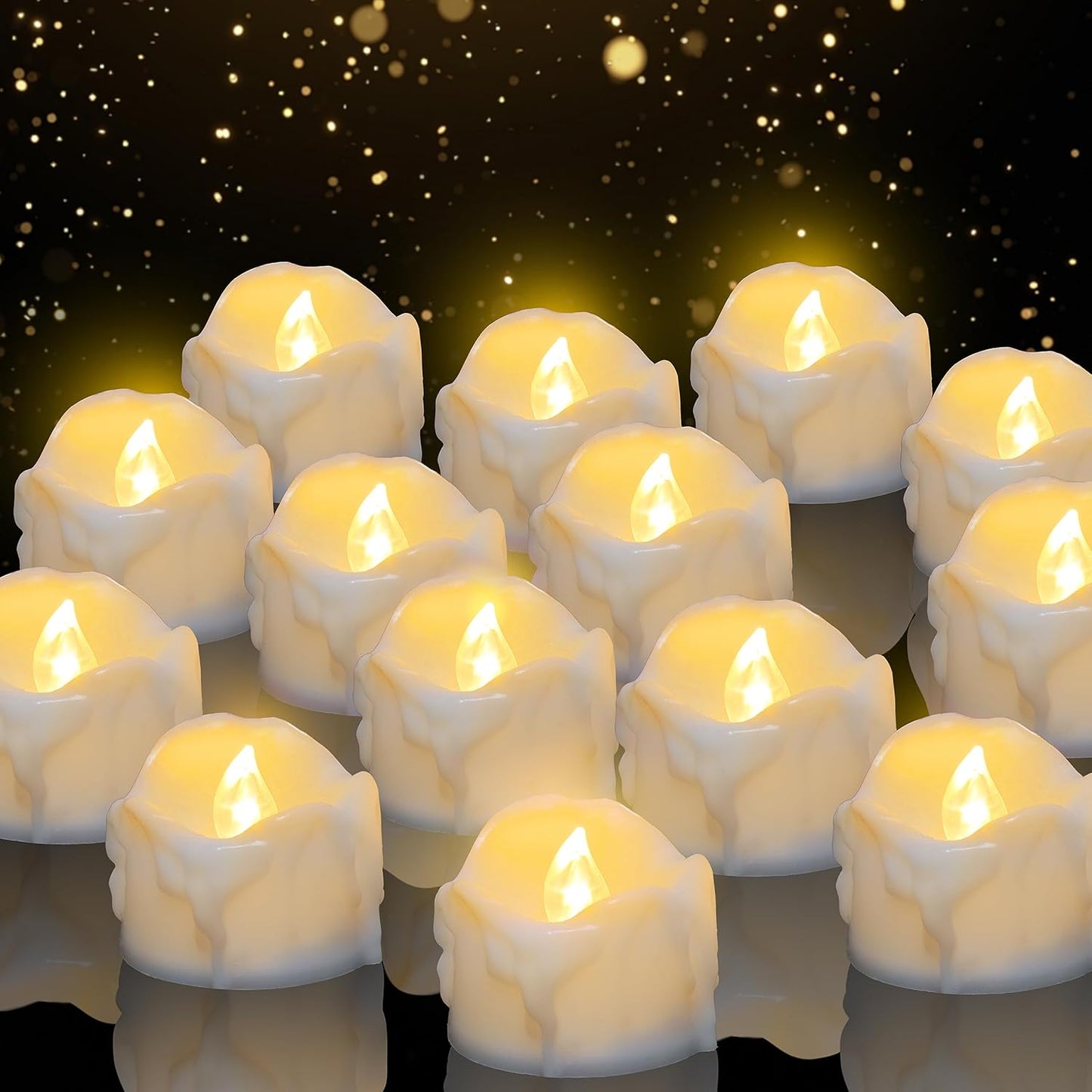 225182 - DAPHOMEU Qirinj LED, Set 14 Drita Çaji LED, Diametri 3.6 cm, Lartësia 3.2 cm, ideale për Halloween, Krishtlindje, Vjeshtë, Dimër, Dasma