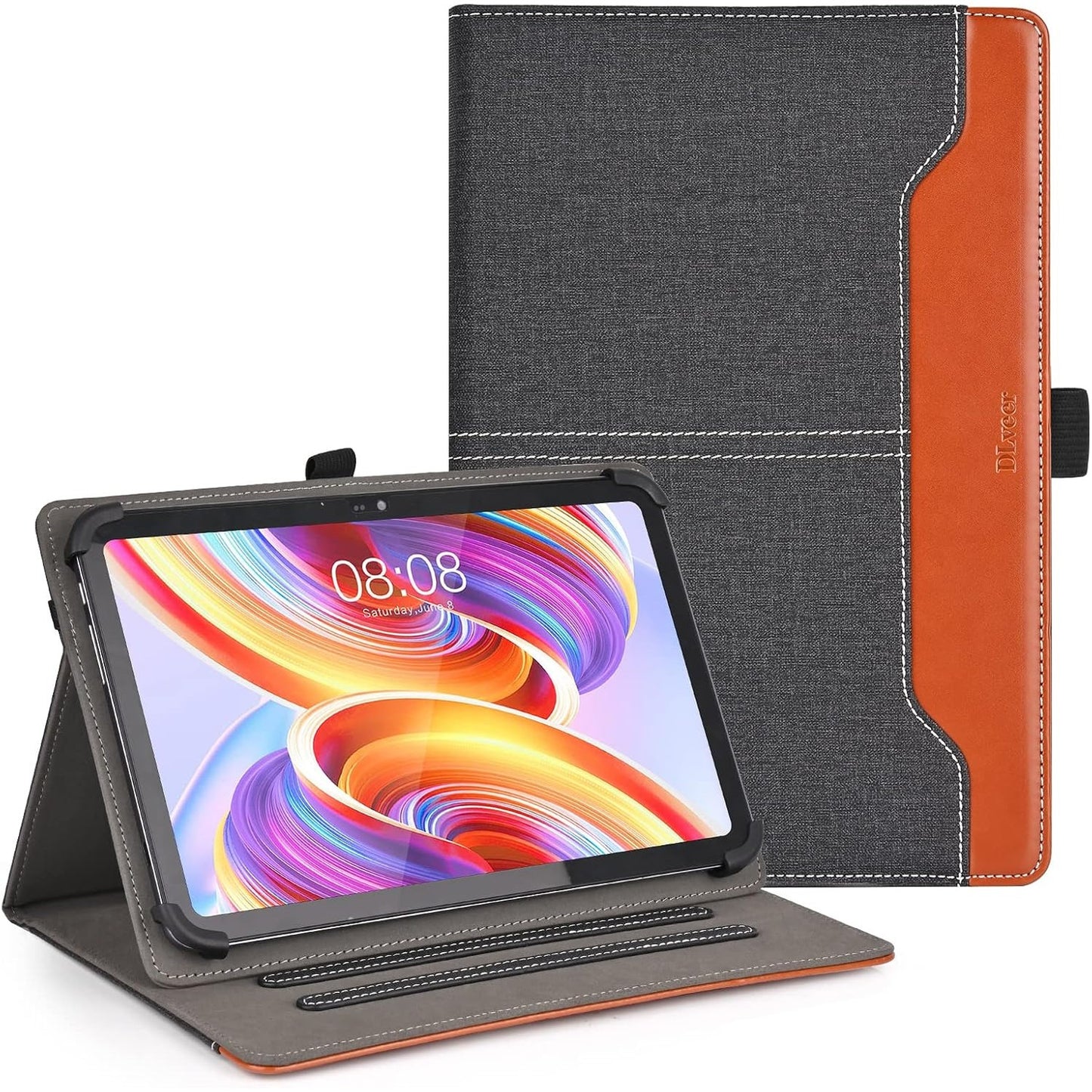 268936 - DLVEER Mbështjellëse universale për tabletin Whitedeer 10 inç/AWOW/Laptok/Hasskya/Pritom/TPZ, Tabwee T50 11 inç/SVITOO/Blackview/Doogee U11, mbështjellëse mbrojtëse prej lëkure PU, e zezë, për tableta 10-11"