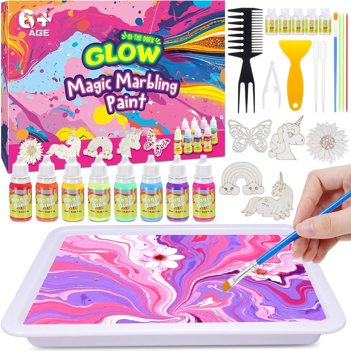 242031 - HAPI KIDS Kit Punimesh Artizanale për Fëmijë 6-9 vjeç, Bojë me Mermer Uji, Dhuratë për Vajza 6-12 vjeç, Punime Artizanale Kreative