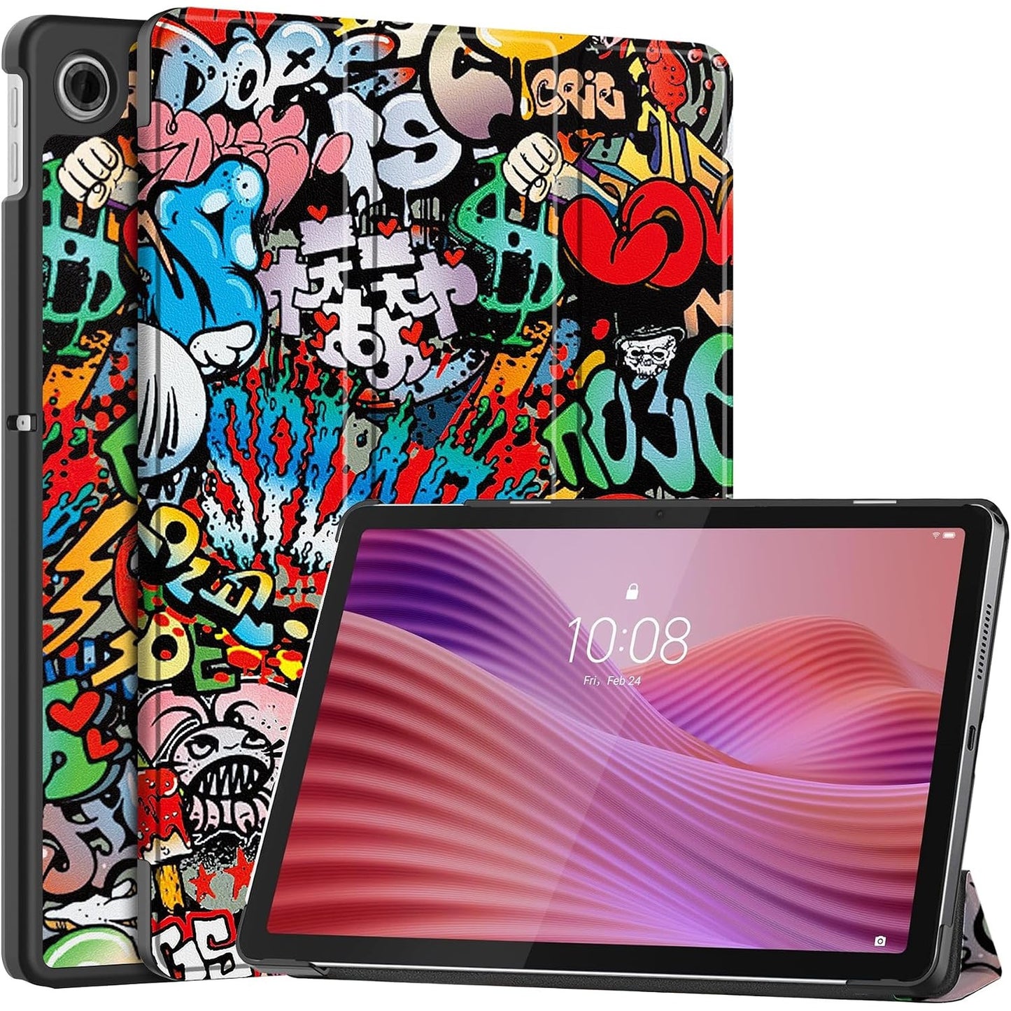 267095 - Vakarey Mbrojtëse për Lenovo Tab 2025 10.1 Inç - Mbrojtëse inteligjente ultra e hollë për Lenovo Tab TB311FU, Graffiti2