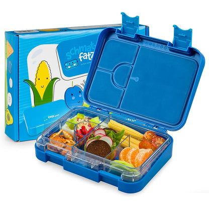 293570 - Schmatzfatz Junior Kuti Dreke për Fëmijë me Ndarje - Kuti pa BPA - Perfekte për Shkollë dhe Në Lëvizje (Blu)