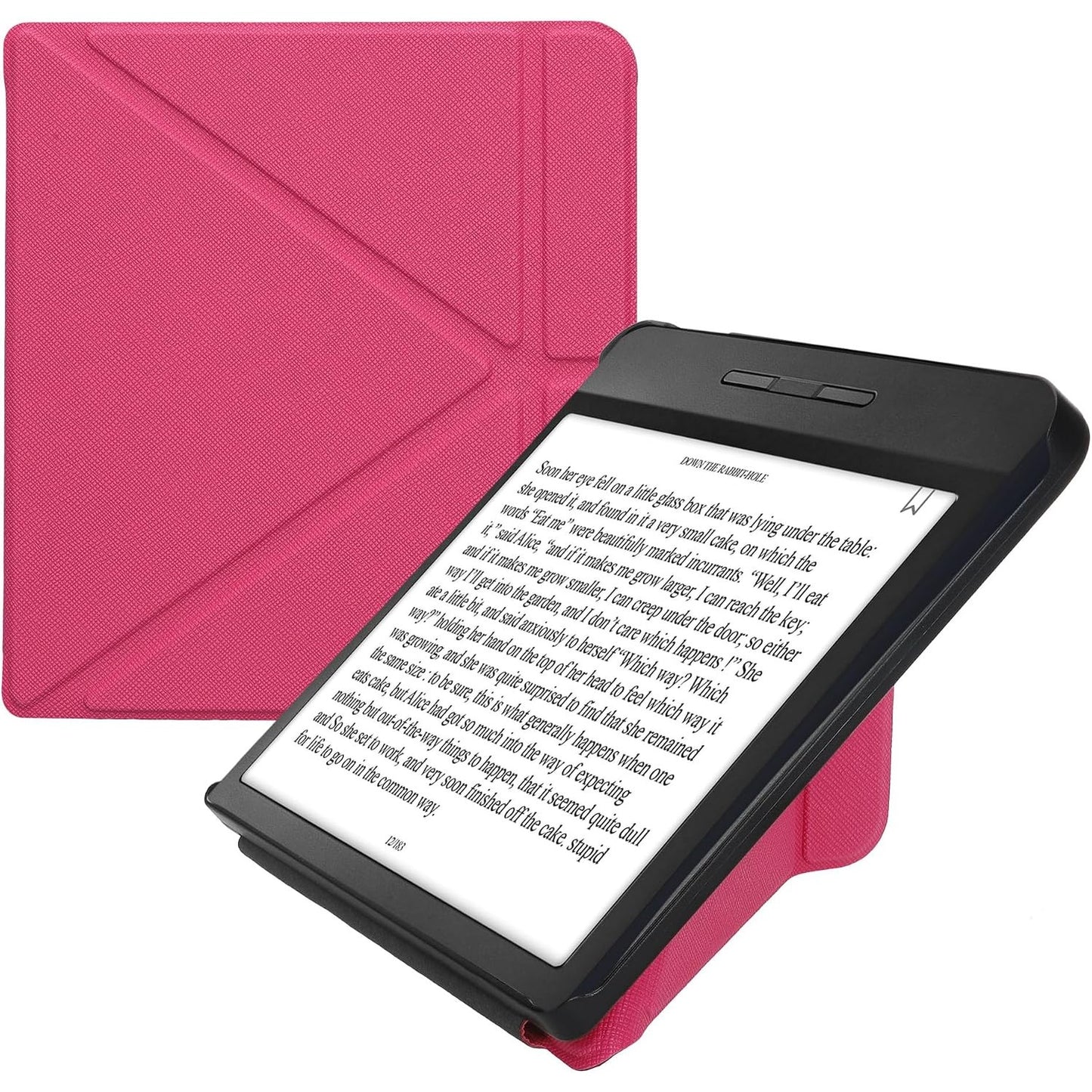 274389 - KW-MOBILE Mbrojtëse për Kobo Libra H2O, magnetike me palim, lëkurë artificiale, rozë fluoreshente