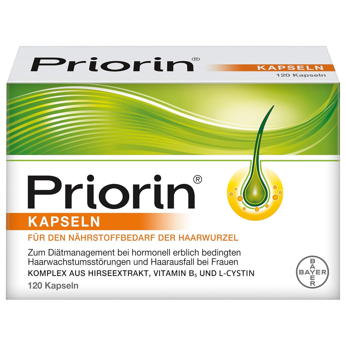 297974 - Kapsula Priorin, Rënia e flokëve tek gratë, 120 kapsula, pasur me ekstrakt meli, vitaminë B5, cistinë