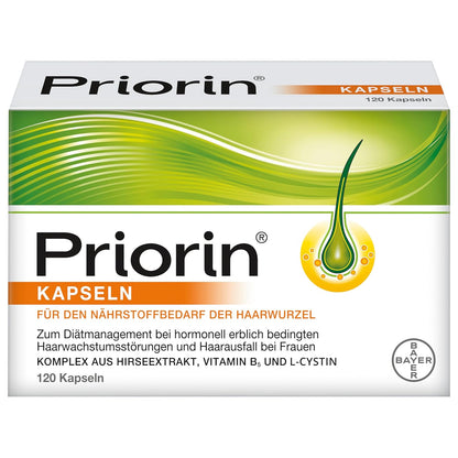 297974 - Kapsula Priorin, Rënia e flokëve tek gratë, 120 kapsula, pasur me ekstrakt meli, vitaminë B5, cistinë
