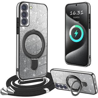 267452 - Samsung Kalim 5G Mbulesë me shkëlqim dhe kordon, Mbulesë transparente prej silikoni TPU rezistente ndaj goditjeve me rrip qafe
