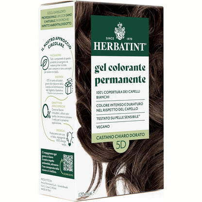 318108 - HERBATINT Xhel për Ngjyrosje të Përhershme për Flokë, 5D Ngjyrë e Artë e Çelët, 170 ml, pa amoniak