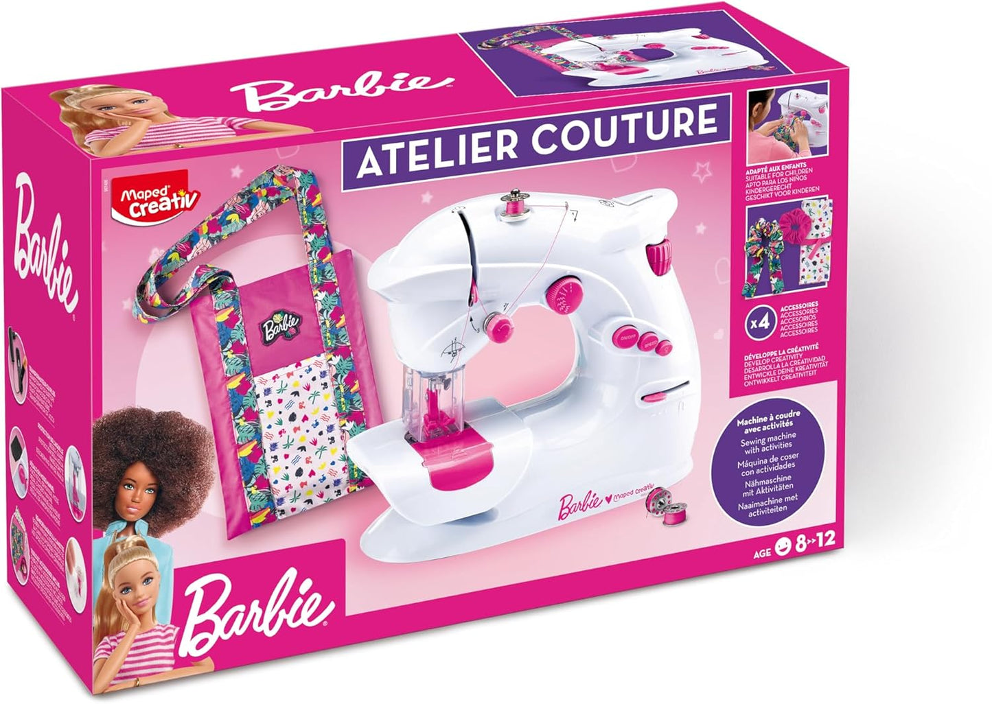 167353 - MAPED CREATIV - Studio Dizajni me Makinë Qepjeje, Komplet i Plotë për Fillestarët, me Sistem Sigurie, për Fëmijë mbi 8 Vjeç - BARBIE