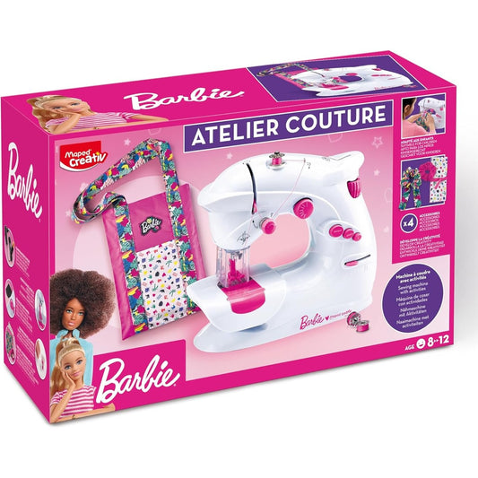 208119 - MAPE CREATIV - Studio i Dizajnit me Makinë Qepëse për Fillestarë, me Sistem Sigurie, Nga 8 Vjeç, Barbie, Ngjyra e Bardhë