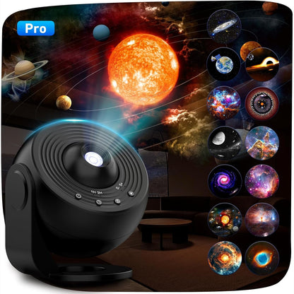 184399 - YUNLONE Projektor 13-në-1 Yjesh në Tavan, Projektor Planetariumi me Rrotullim 360°, Dritë Nate, Projektor Qielli me Sistemin Diellor, Hënën, Mjegullnajën, Galaktikën dhe Projeksionin e Astronautëve për Fëmijë dhe të Rritur