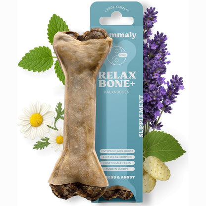 216661 - MAMMALY 5-në-1 Qese përtypëse Relaksuese - Relax Bone+ 1x Qese përtypëse (12cm) | Lëkura e viçit me kamomil dhe livando