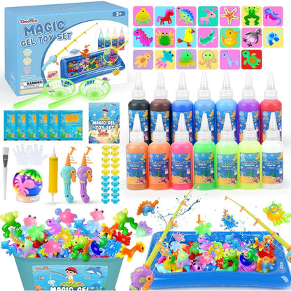 223384 - DREAMON Set Lojërash Peshkimi Aqua Fairy, Set Uji me Xhel Magjik 71 copë, 14 Ngjyra, 2 Shkopinj Peshkimi, 20 Forma, Set Pelte Magjike për Fëmijë 3 Vjeç e Sipër