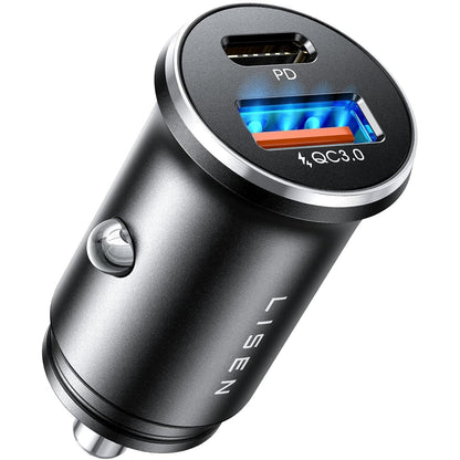 310681 - LISEN - Karikues për çakmak USB C, Karikues i shpejtë për makinë PD 36W & QC 18W 3.0, Adaptor Mini USB C për çakmak, Prizë çakmak 12V