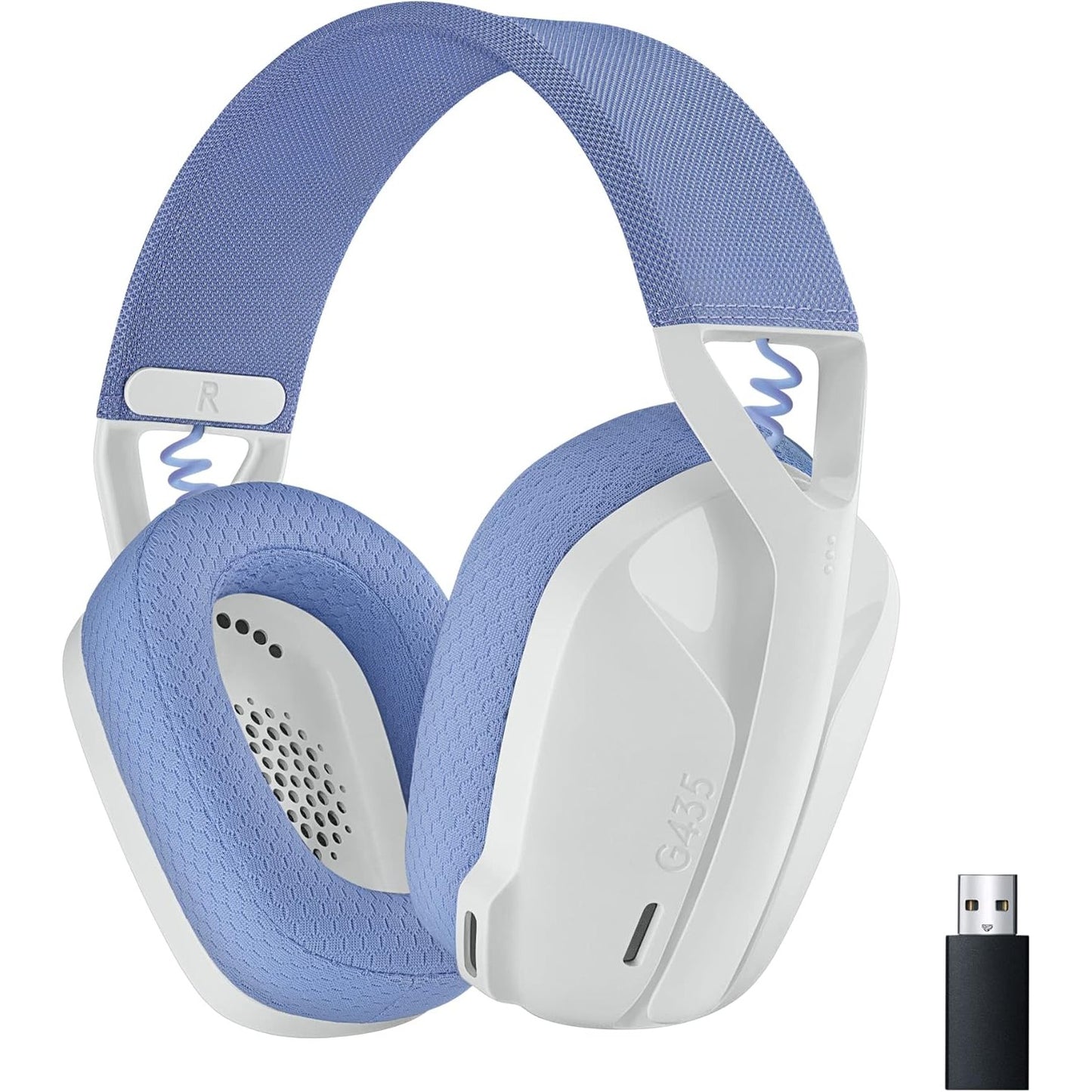 266187 - LOGITECH G G435 LIGHTSPEED - Kufje për Lojëra me Pa Tel Bluetooth, Kufje të Lehta Mbi Vesh, Mikrofonë të Integruar, Jetëgjatësi Baterie 18-Orë, Kompatibël me Dolby Atmos, PC, PS4, PS5, Smartphone - E Bardhë