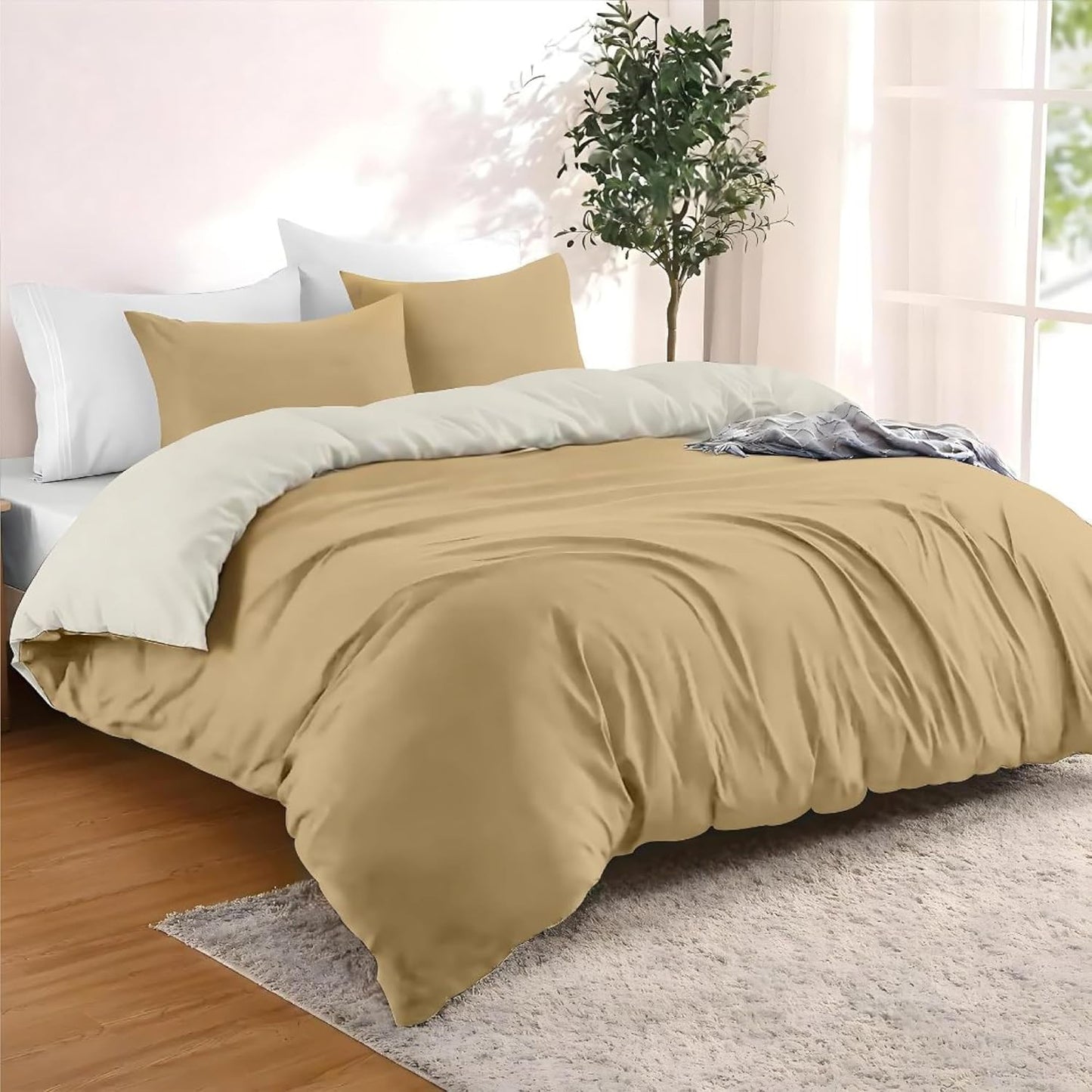 196007 - DREAMZIE - Set Çarçafësh 3 Copë me Mbulesë Jorgani 260x240 cm dhe 2 Mbulesa Jastëku 65x65 cm - 100% Mikrofibër - E Zezë/Gri e Errët - I Çertifikuar pa Kimikate (Oeko-Tex)