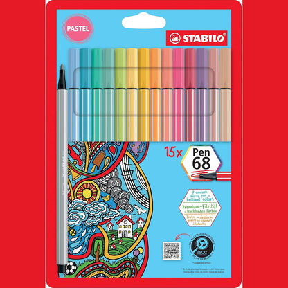 274107 - STABILO Stilolaps premium me majë të ndjerë - Stilolapsa 68 - Set Pastellove - pako me 15 copë