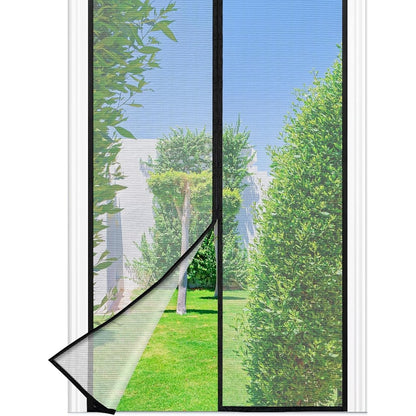 289074 - Rrjetë Magnetike Kundër Mizave për Dyer Ballkonesh, 100 x 210 cm, Magnetë më të Fortë, Lidhës me Grep dhe Lak 3.8 cm i Gjerë, Nuk Kërkohet Shpim, Mbrojtje nga Insektet për Dyer Ballkonesh, E Zezë
