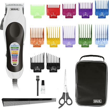 289569 - WAHL Makinë prerëse flokësh Color Pro me kabllo për burra, me aksesorë në çantë dore, 10 krehëra udhëzues shumëngjyrësh